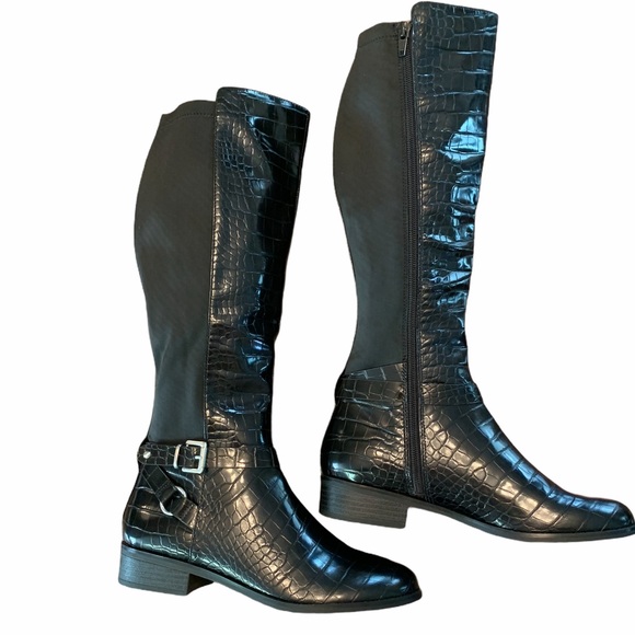 NWOT Aldo Hoiclya Croc Embossed Knee Hi Boots - Picture 2 of 11
